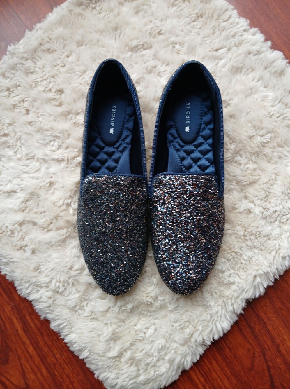 💎 BIRDIES Women’s Shoes The Starling Slipper Flats Galaxy Glitter Multicolor